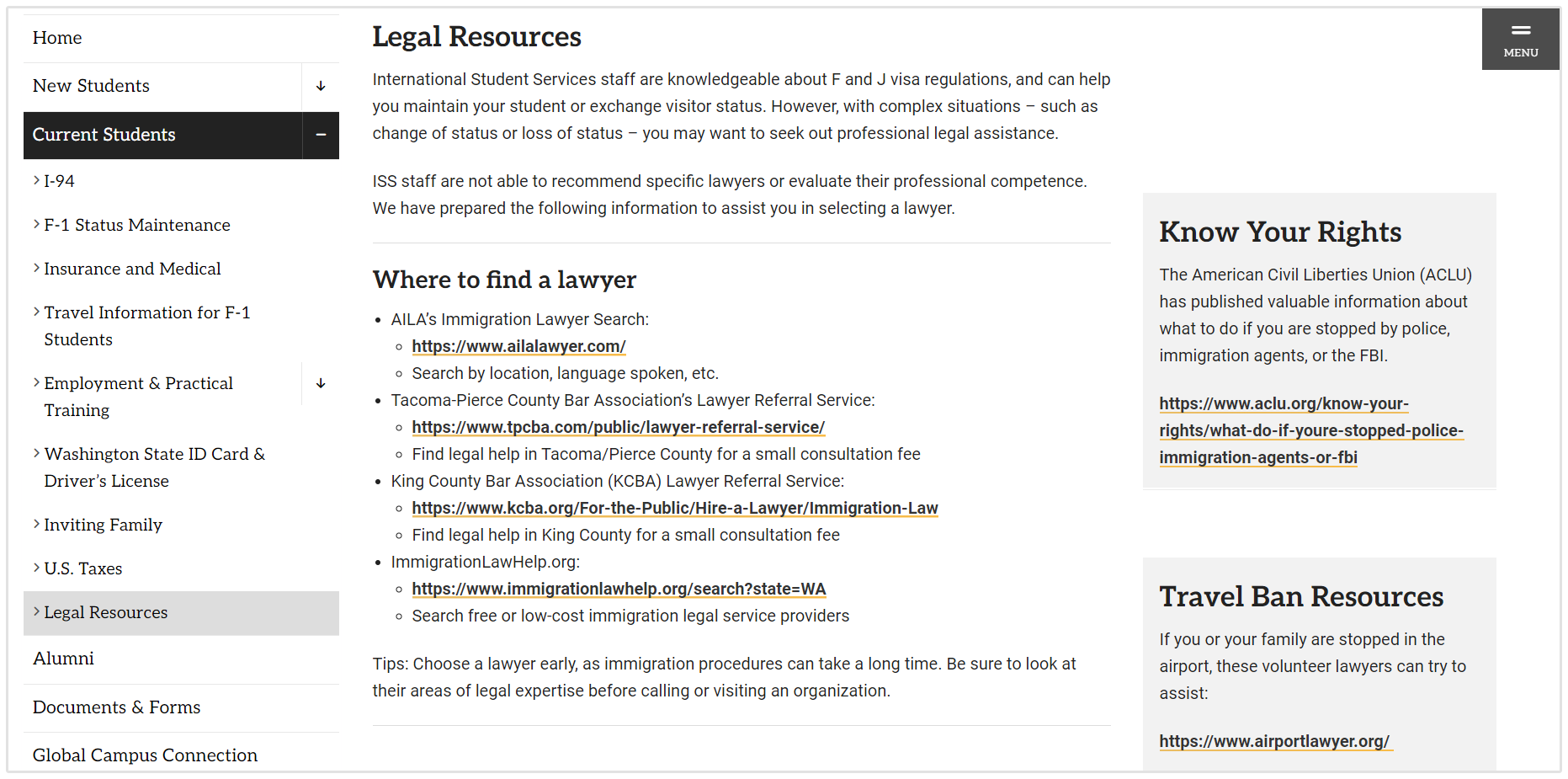 Pacific Lutheran University Law Resources Page